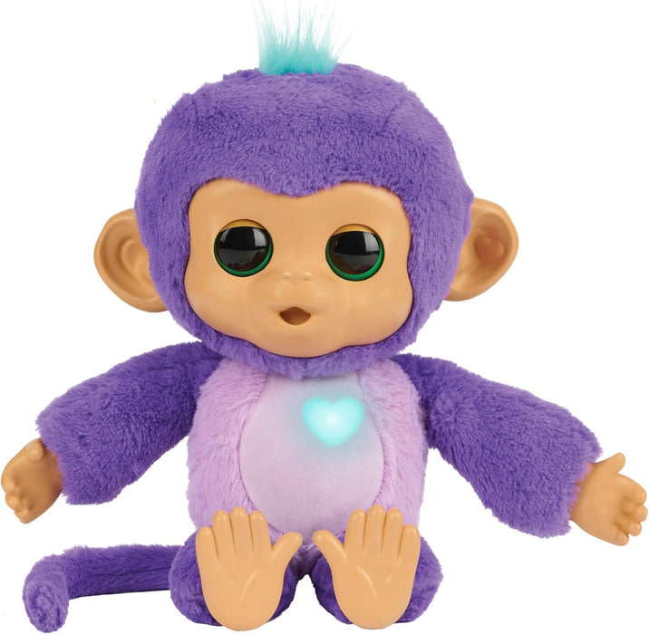 Fingerlings Care ‘n’ Cuddles Interactive Baby Monkey, Sunny (Purple), Toys for 3 Year Olds, 150+ Sounds and Reactions, Heart Lights Up