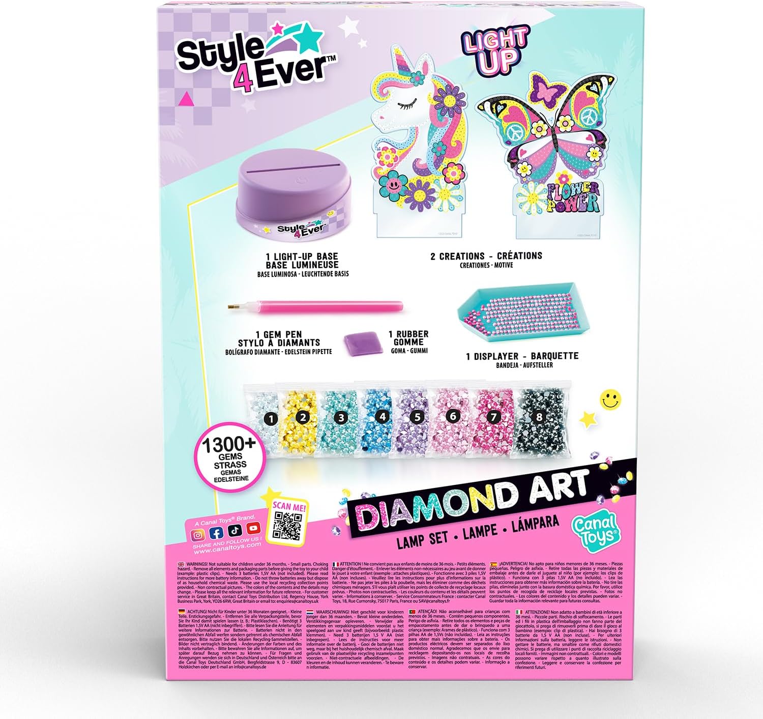 Style 4 Ever Diamond Art Lamp Set - Decorate Your own Ligh - 2 Designs Included - Diamond Painting - Fun for Kids - 6, Purple