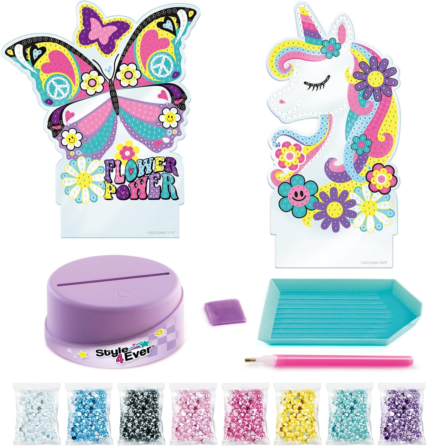 Style 4 Ever Diamond Art Lamp Set - Decorate Your own Ligh - 2 Designs Included - Diamond Painting - Fun for Kids - 6, Purple