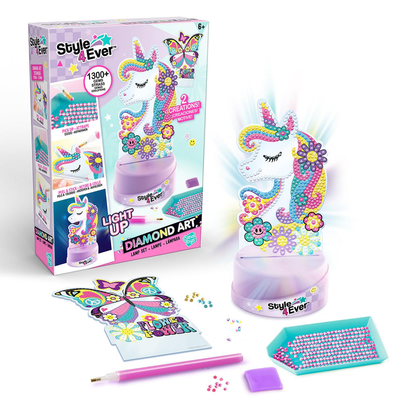 Style 4 Ever Diamond Art Lamp Set - Decorate Your own Ligh - 2 Designs Included - Diamond Painting - Fun for Kids - 6, Purple