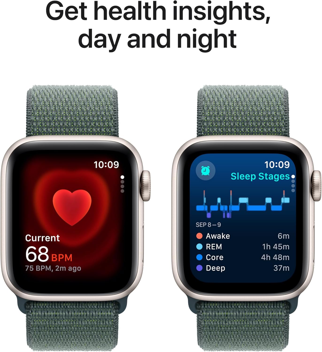 Apple Watch Se (Gps) - 2Nd Generation - 40 Mm - Starlight Aluminium - Smart Watch With Sport Loop - Soft Double-Layer Ny