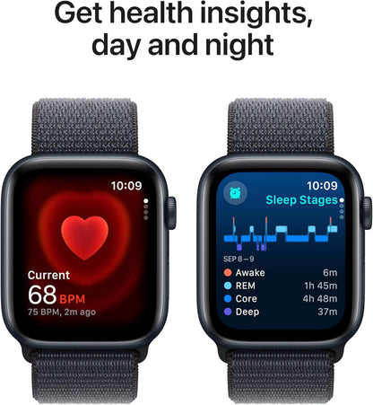 Apple Watch Se (Gps) - 2Nd Generation - 44 Mm - Midnight Aluminium - Smart Watch With Sport Loop - Soft Double-Layer Nyl