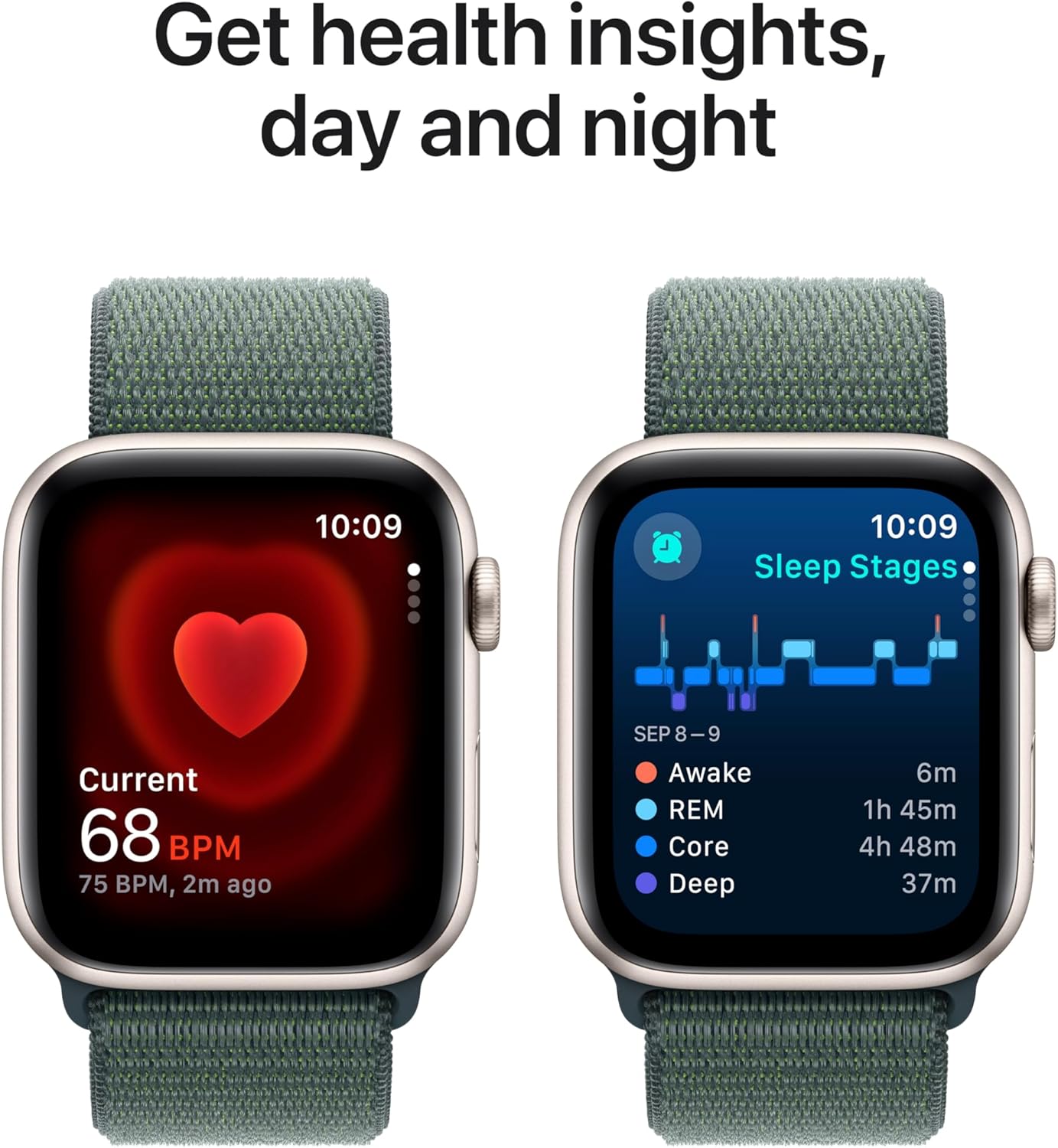 Apple Watch Se (Gps) - 2Nd Generation - 44 Mm - Starlight Aluminium - Smart Watch With Sport Loop - Soft Double-Layer Ny