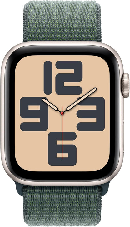 Apple Watch Se (Gps) - 2Nd Generation - 44 Mm - Starlight Aluminium - Smart Watch With Sport Loop - Soft Double-Layer Ny