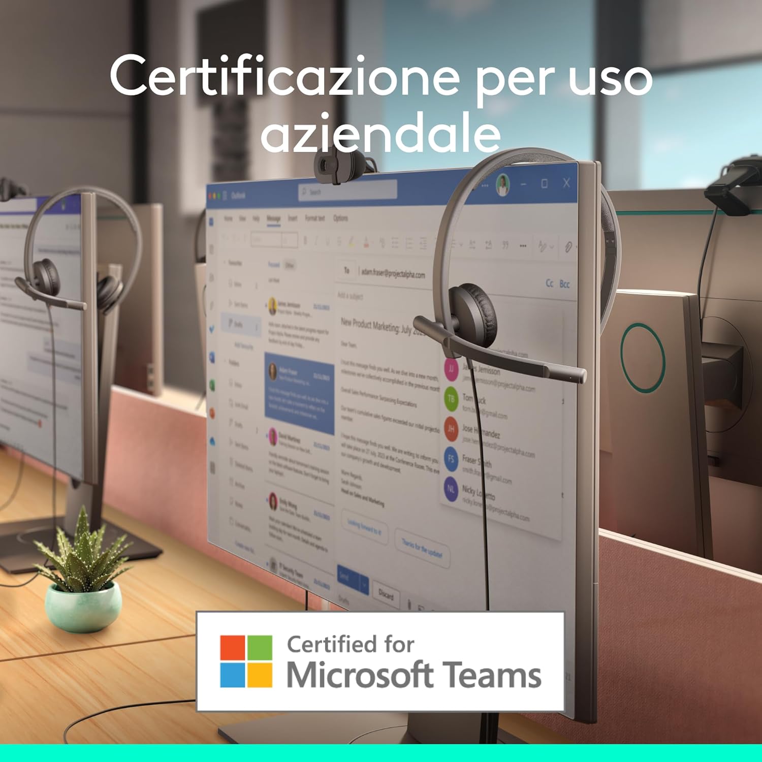Logitech H570e, cuffia con microfono USB per PC e Mac, cuffia cablata USB-A con audio stereo, microfoni con cancellazione del rumore e controlli sul cavo, certificata per Microsoft Teams, nera