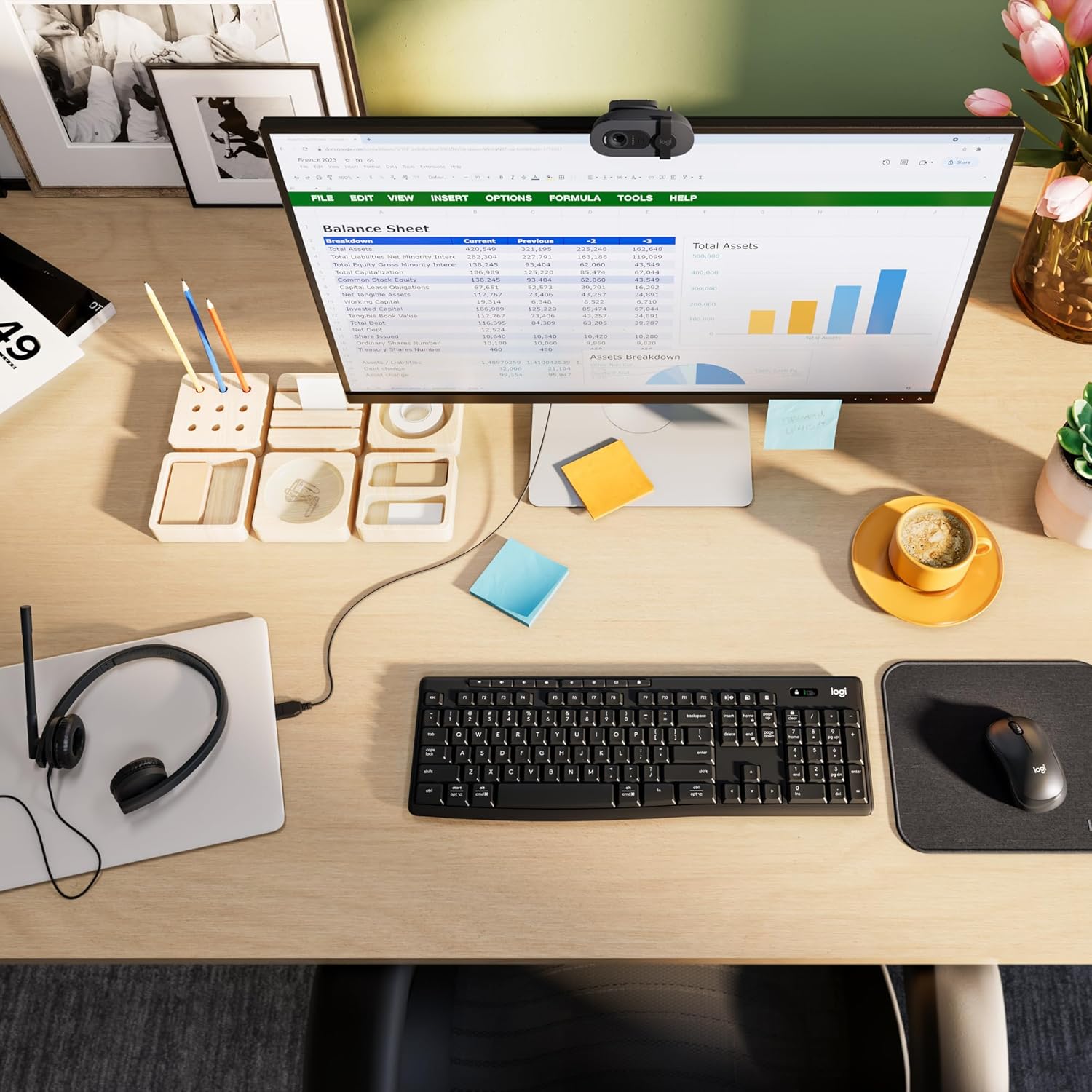 Logitech H570e, cuffia con microfono USB per PC e Mac, cuffia cablata USB-A con audio stereo, microfoni con cancellazione del rumore e controlli sul cavo, certificata per Microsoft Teams, nera
