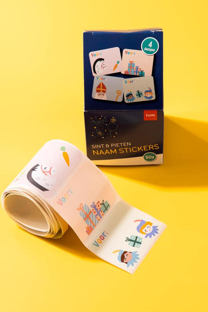 Folat 65714 Sankt Nikolaus Kinder Dekoration-Namensaufkleber Geschenk-Sint en Pieten-50 Stück, Multicolor