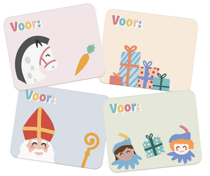 Folat 65714 Sankt Nikolaus Kinder Dekoration-Namensaufkleber Geschenk-Sint en Pieten-50 Stück, Multicolor