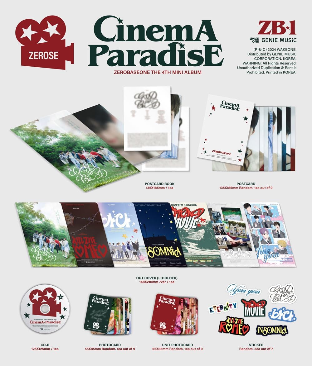 Cinema Paradise - Zerose - Random Cover - incl. Postcard Book, Postcard, Photocard, Unit Photocard + 3 Stickers