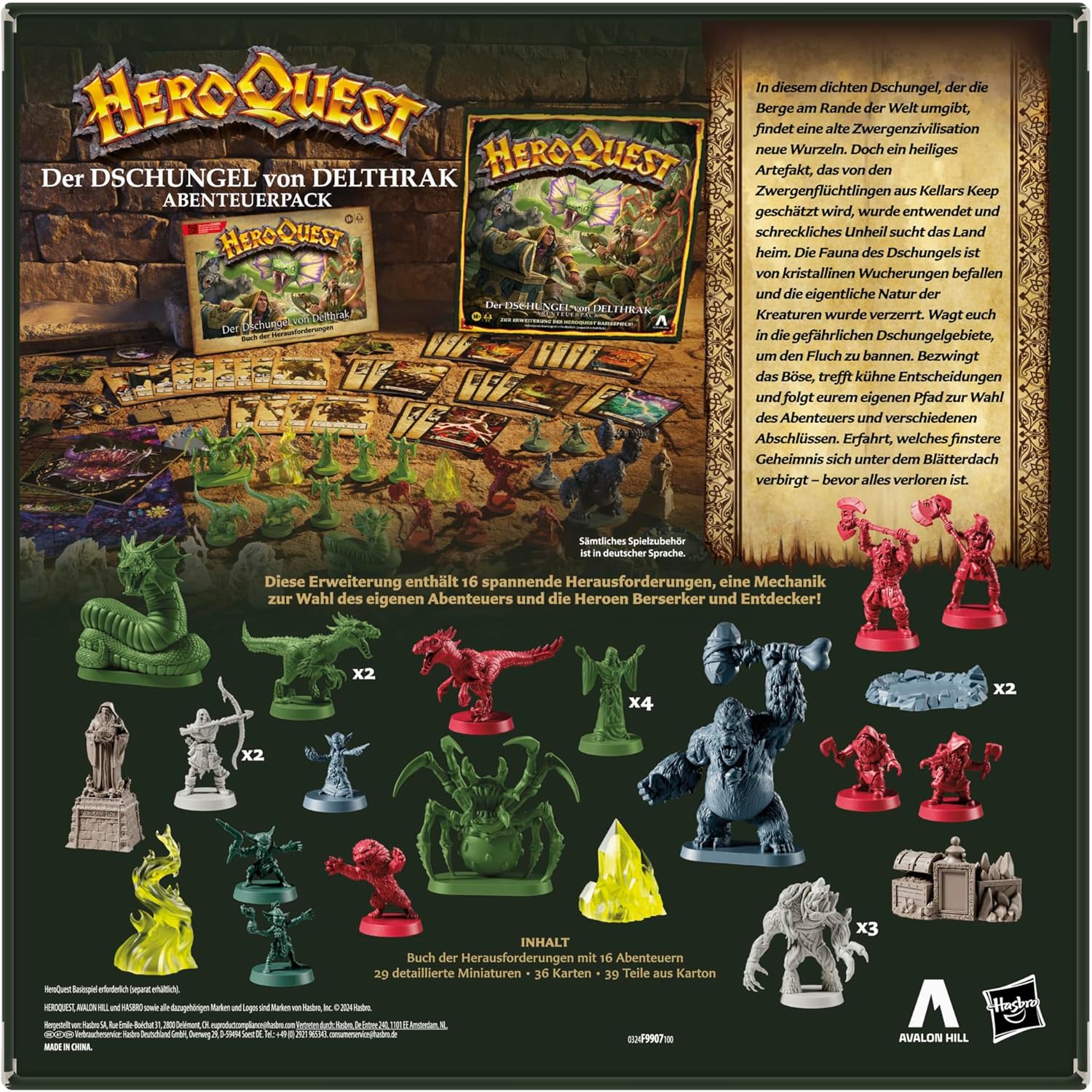 Avalon Hill HeroQuest The Jungle of Delthrak Adventure Pack, HeroQuest Base Game Required, Role Play - German Version