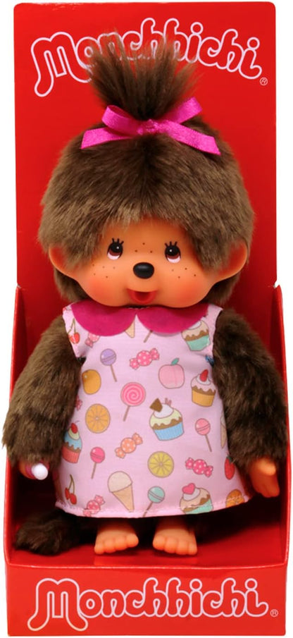 Bandai - Monchhichi - Monchhichi Pop & Candy Plush - Iconic 80s Plush - 20cm Soft Plush Toy for Children and Adults - SE233861