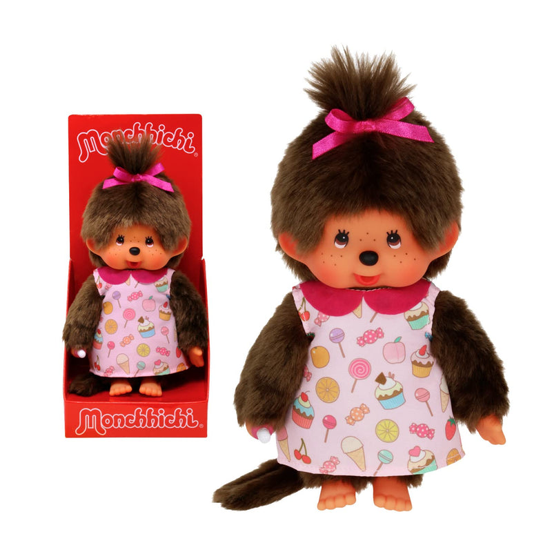 Bandai - Monchhichi - Monchhichi Pop & Candy Plush - Iconic 80s Plush - 20cm Soft Plush Toy for Children and Adults - SE233861