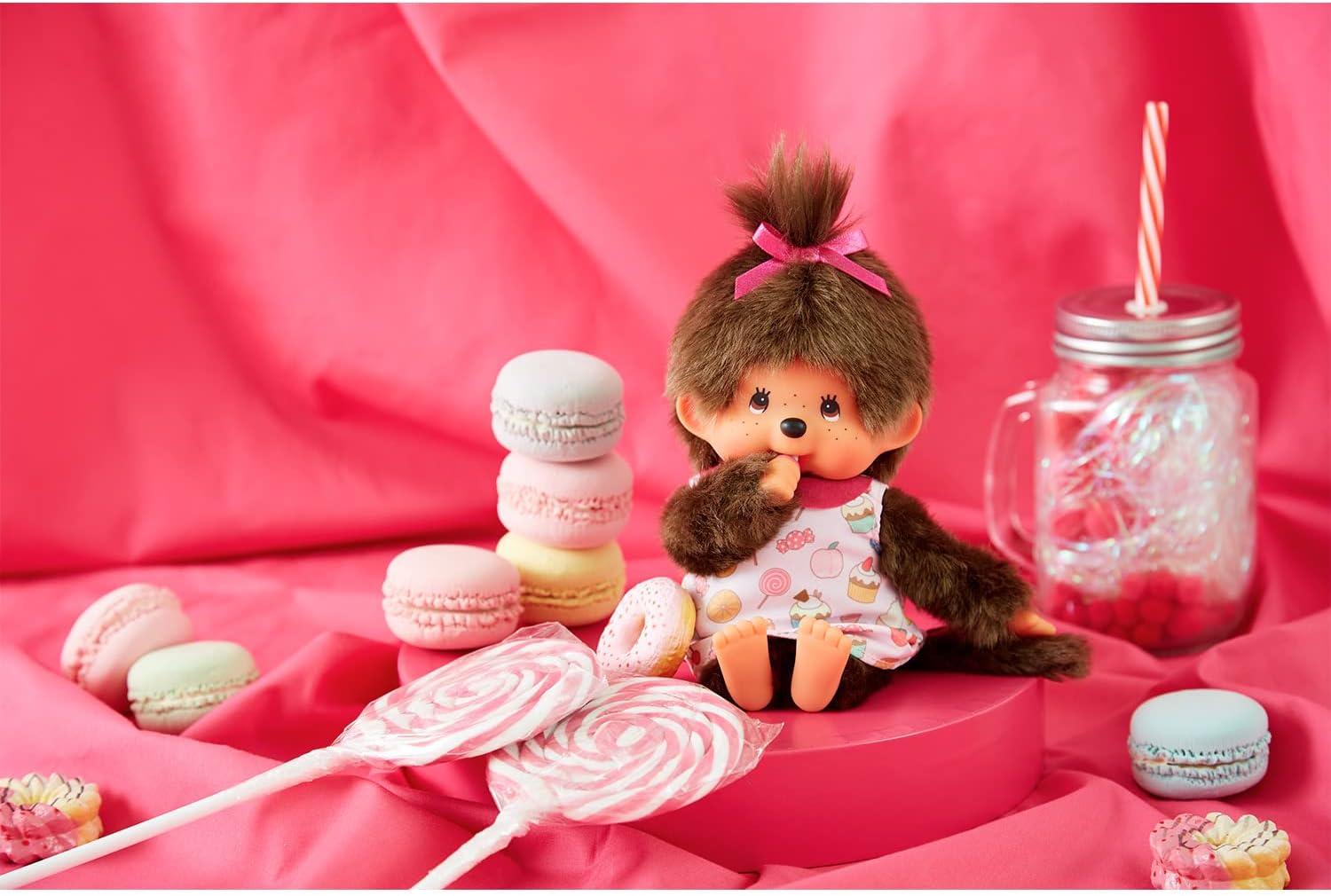 Bandai - Monchhichi - Monchhichi Pop & Candy Plush - Iconic 80s Plush - 20cm Soft Plush Toy for Children and Adults - SE233861