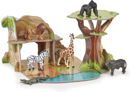 Papo MINI Disney, Solid, 33106 Mini Savannah Cardboard Environment, Multicolour, Small