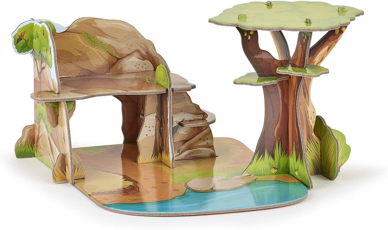 Papo MINI Disney, Solid, 33106 Mini Savannah Cardboard Environment, Multicolour, Small