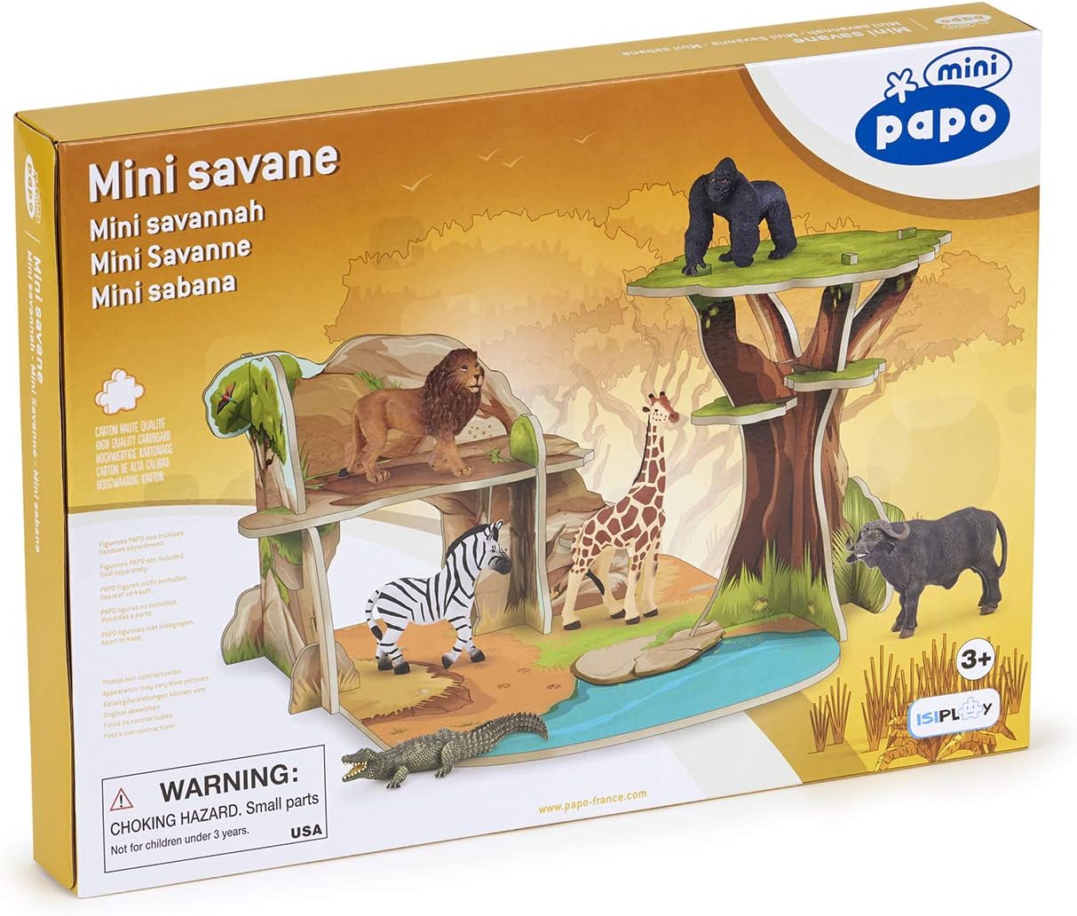 Papo MINI Disney, Solid, 33106 Mini Savannah Cardboard Environment, Multicolour, Small