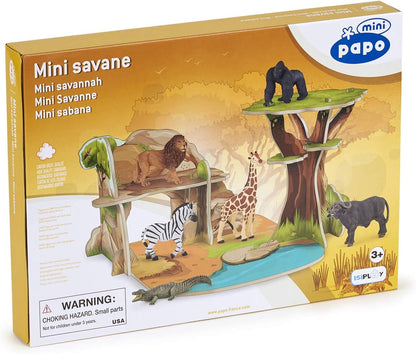 Papo MINI Disney, Solid, 33106 Mini Savannah Cardboard Environment, Multicolour, Small