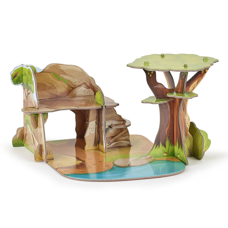 Papo MINI Disney, Solid, 33106 Mini Savannah Cardboard Environment, Multicolour, Small