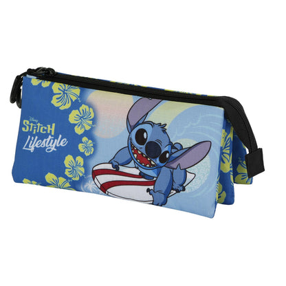 Disney Lilo and Stitch Lifestyle-Triple Pencil Case, Blue, 23 x 11 cm