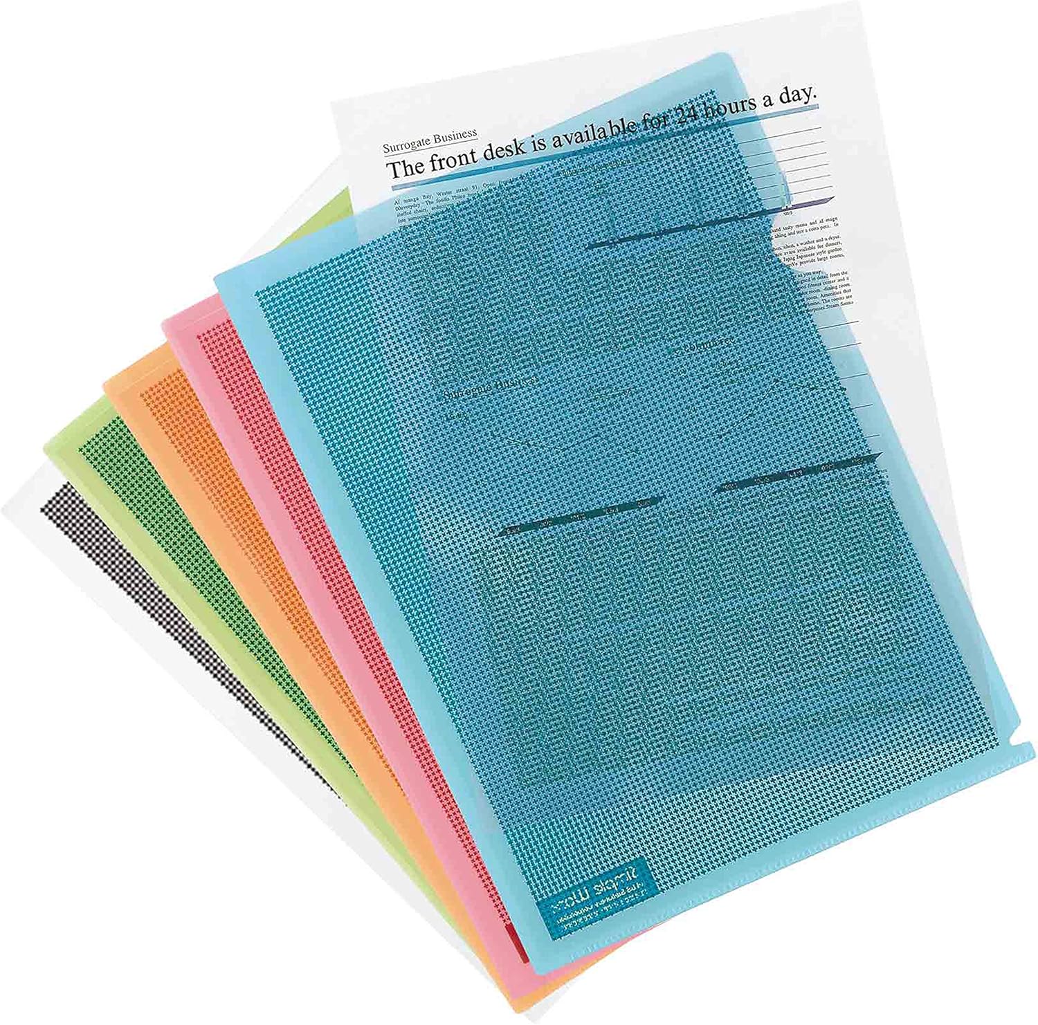 PLUS Japan, Peek-Proof Security Folder "Camouflage" A4 Assorted Colours, 5 Pieces Pack, FL-127CH 5PE