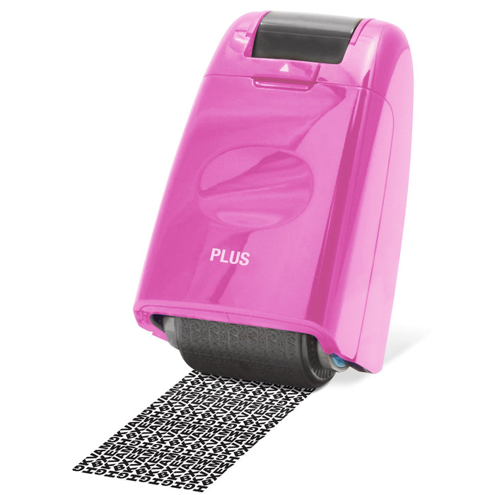 PLUS JAPAN, Guard-Your-ID Camouflage Roller Stamp in Pink, 1 Piece Pack (1 x 1 Stamp)