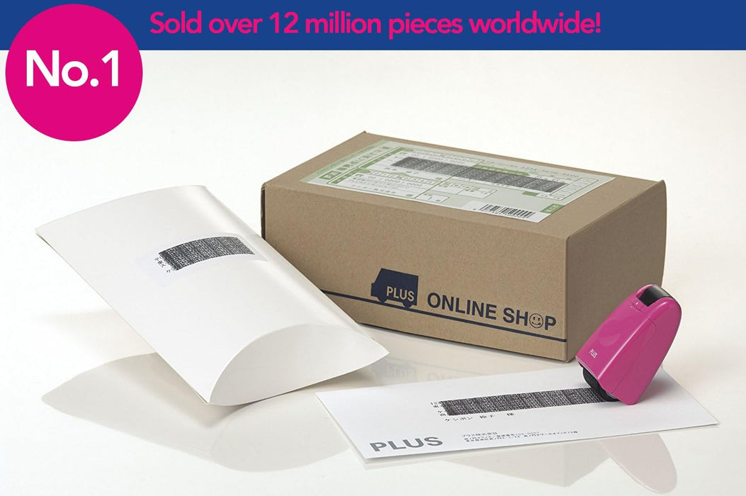 PLUS JAPAN, Guard-Your-ID Camouflage Roller Stamp in Pink, 1 Piece Pack (1 x 1 Stamp)