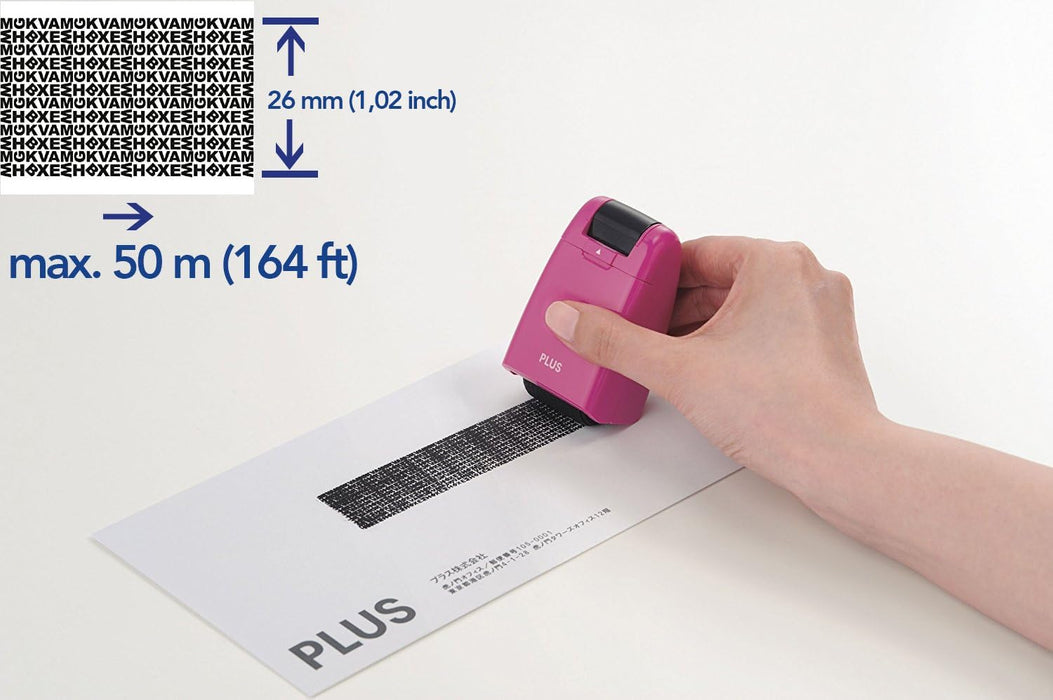 PLUS JAPAN, Guard-Your-ID Camouflage Roller Stamp in Pink, 1 Piece Pack (1 x 1 Stamp)