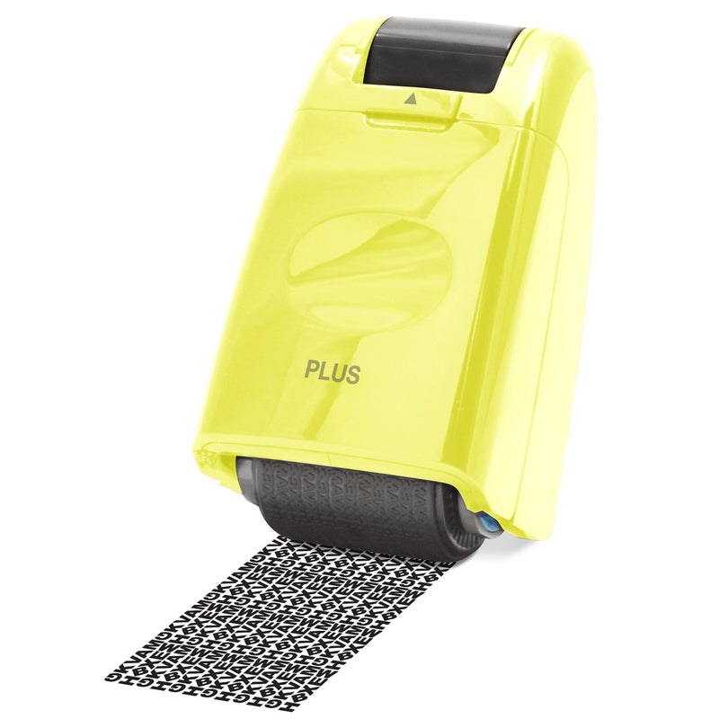 PLUS Japan, Guard-Your-ID Camouflage Roller Stamp in Yellow, 1 Piece Pack (1x 1 Stamp)
