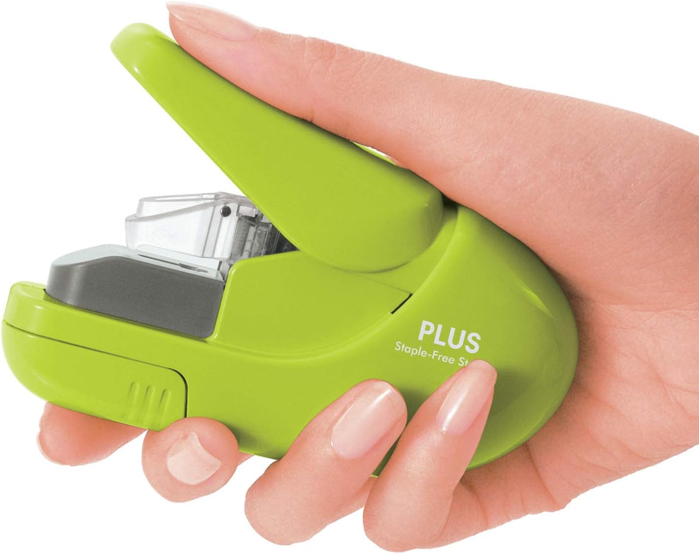 PLUS Japan, Staple-Free Stapler Green, 5 sheet capacity, 1 piece pack (1 x 1 stapler