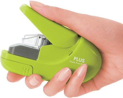 PLUS Japan, Staple-Free Stapler Green, 5 sheet capacity, 1 piece pack (1 x 1 stapler