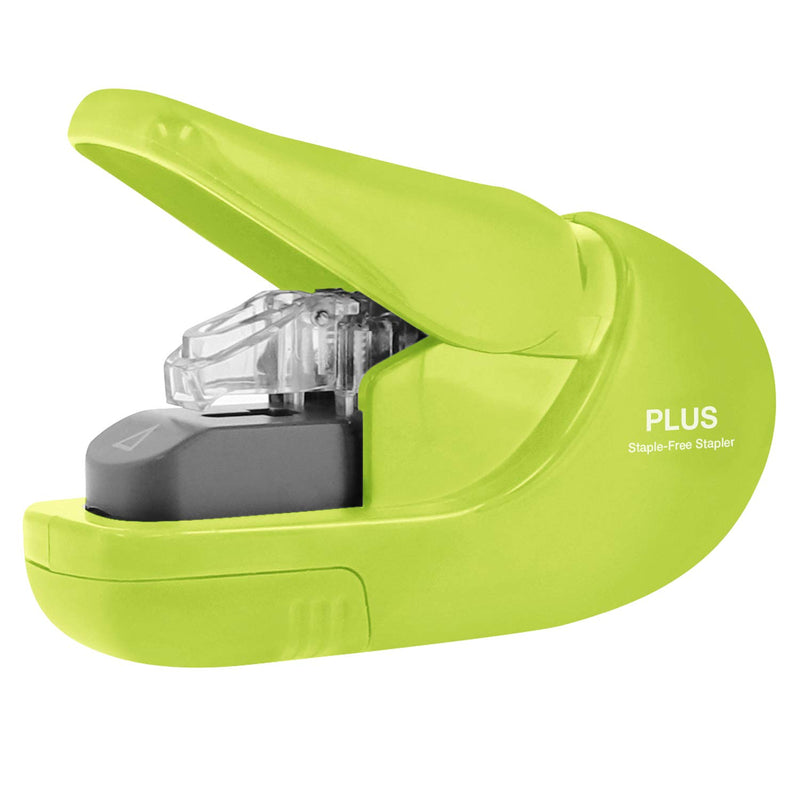 PLUS Japan, Staple-Free Stapler Green, 5 sheet capacity, 1 piece pack (1 x 1 stapler