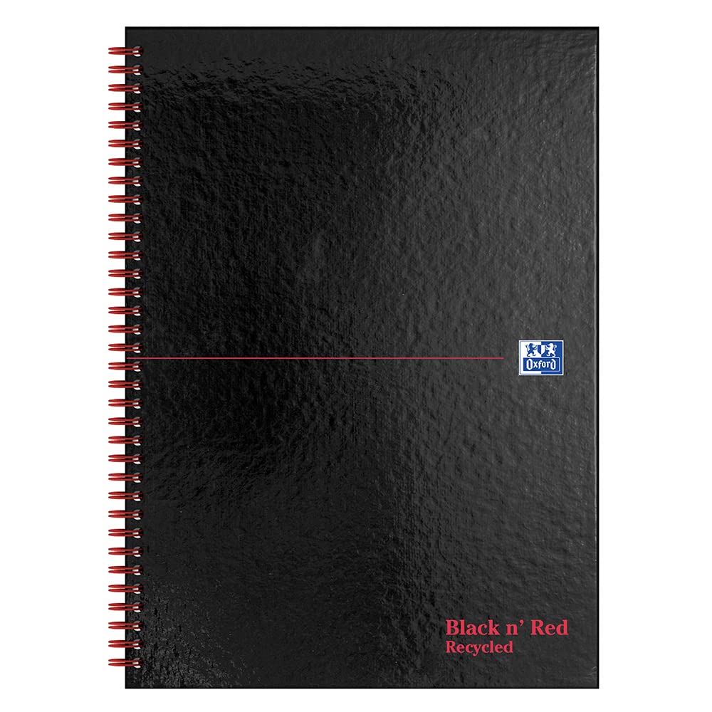 Oxford Black n' Red A4 Wirebound Hardback Recycled Notebook