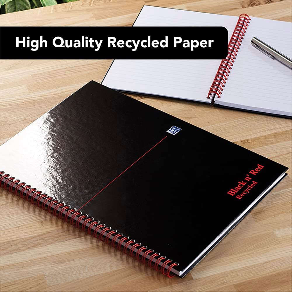 Oxford Black n' Red A4 Wirebound Hardback Recycled Notebook