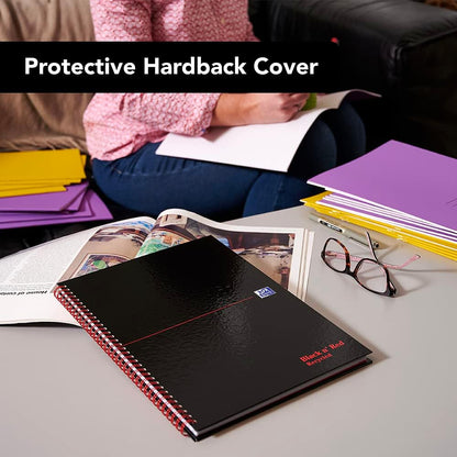Oxford Black n' Red A4 Wirebound Hardback Recycled Notebook