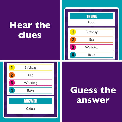 TOMY Games Clued Up | Cup Slamming, Clue Guessing Card Games | Fast Paced 3-4 Player Party Games | Family Games for Adults and Kids Ages 10+ Years