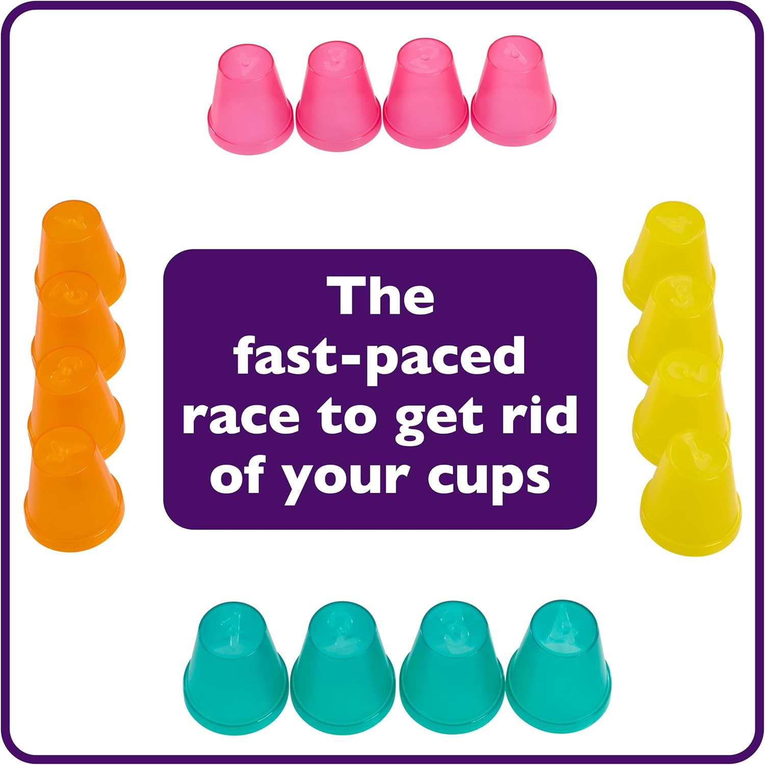 TOMY Games Clued Up | Cup Slamming, Clue Guessing Card Games | Fast Paced 3-4 Player Party Games | Family Games for Adults and Kids Ages 10+ Years