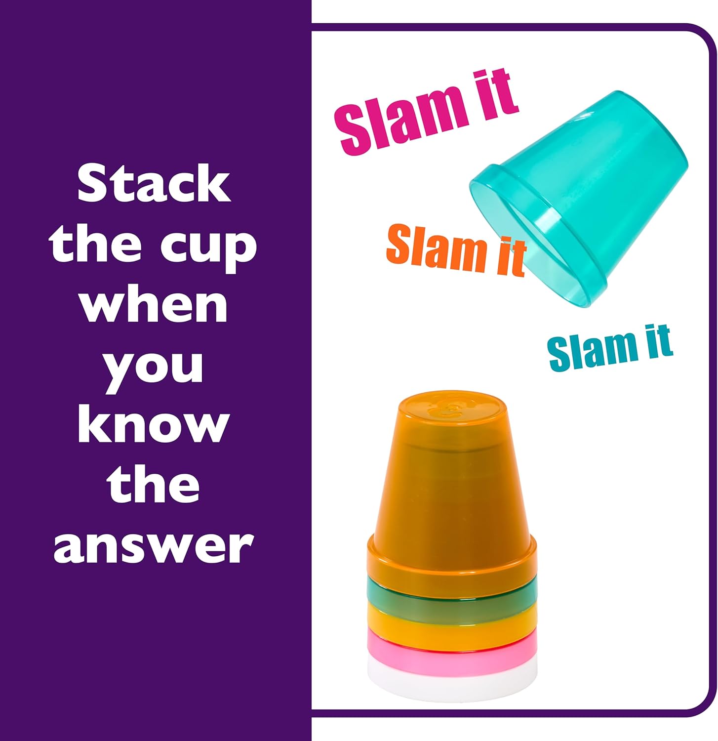 TOMY Games Clued Up | Cup Slamming, Clue Guessing Card Games | Fast Paced 3-4 Player Party Games | Family Games for Adults and Kids Ages 10+ Years