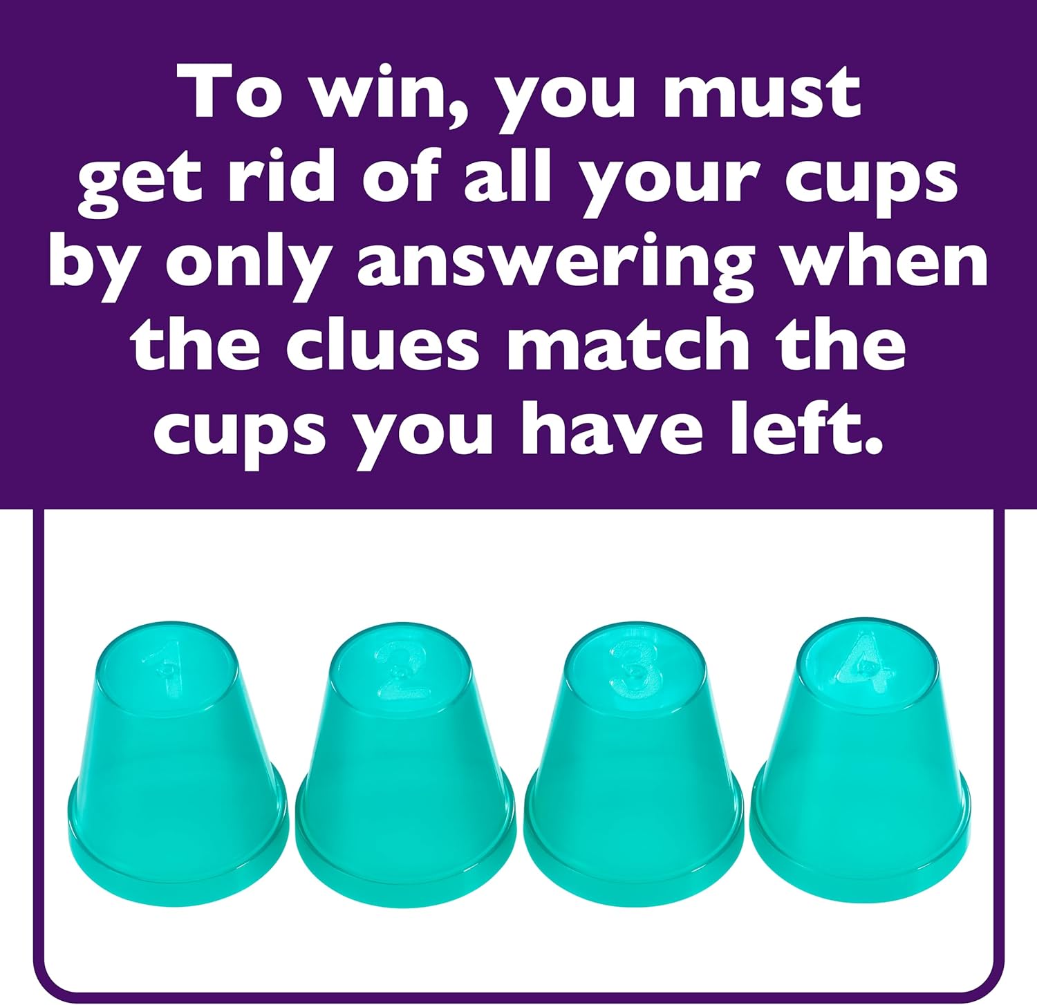 TOMY Games Clued Up | Cup Slamming, Clue Guessing Card Games | Fast Paced 3-4 Player Party Games | Family Games for Adults and Kids Ages 10+ Years