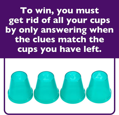 TOMY Games Clued Up | Cup Slamming, Clue Guessing Card Games | Fast Paced 3-4 Player Party Games | Family Games for Adults and Kids Ages 10+ Years