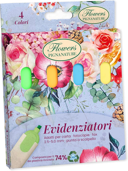 Pigna Nature Flowers Textmarker, 4 Farben, Blister