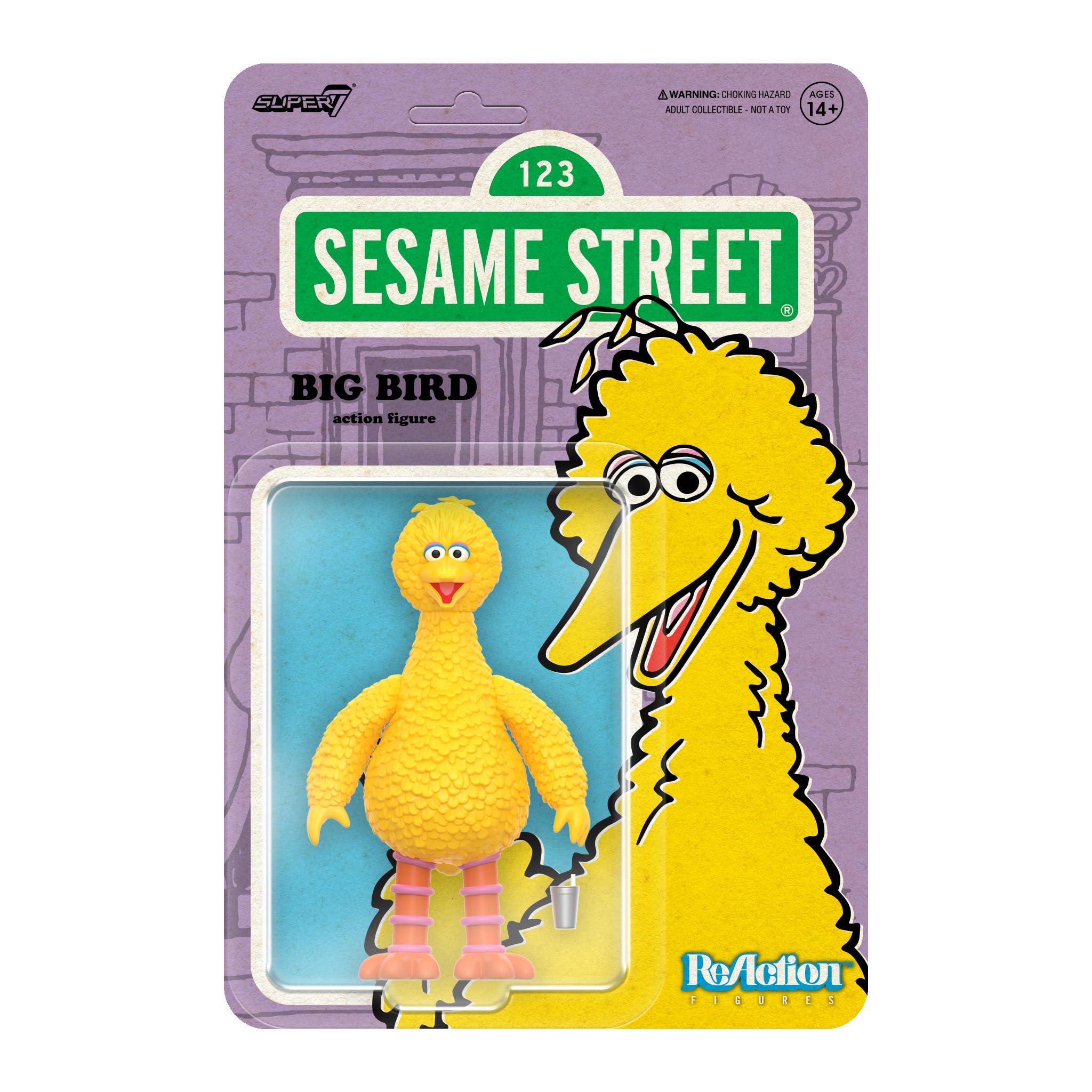 SUPER7 Sesame Street Big Bird - 3.75" Sesame Street Action Figure with Accessory Collectibles and Retro Toys