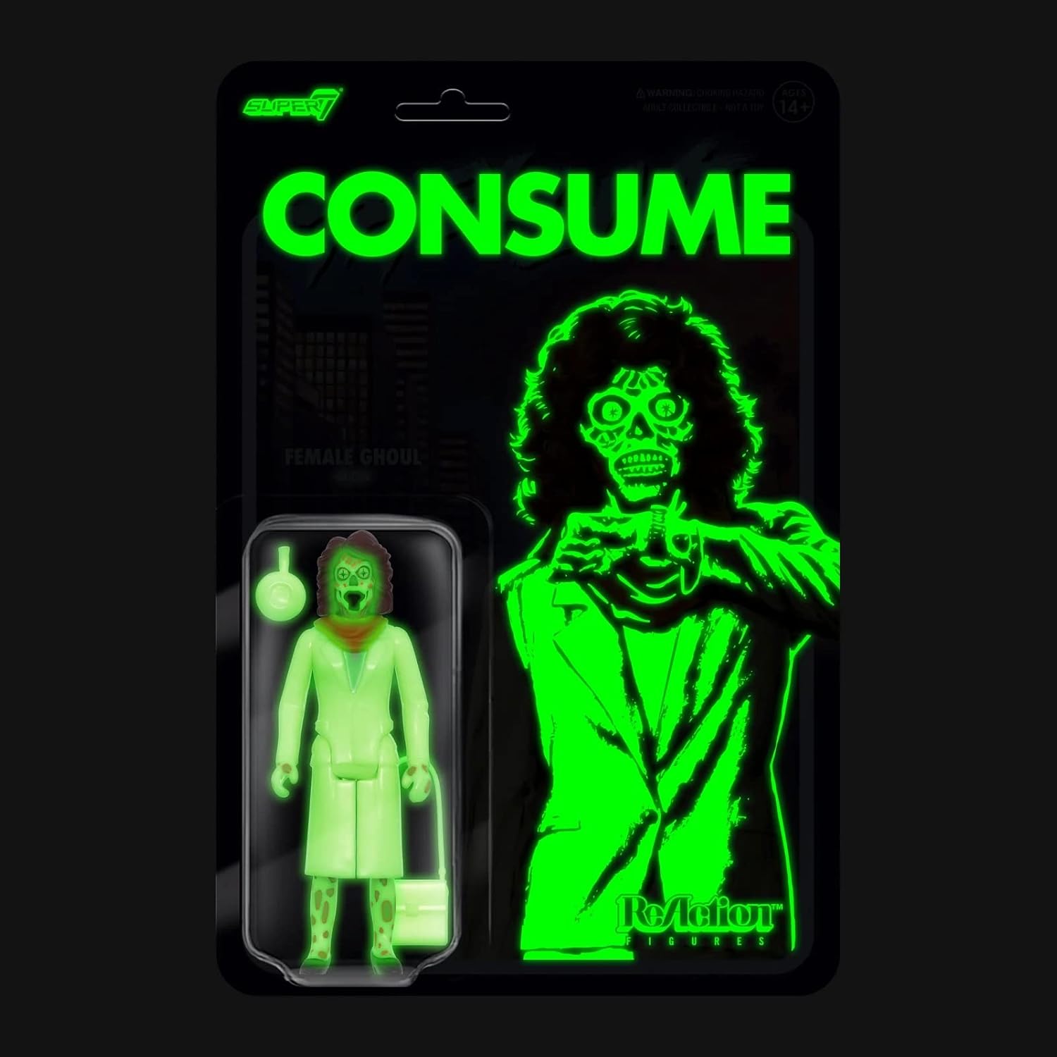 SUPER7 They Live Female Ghoul Glow Reaction Figure 3.75 Inch