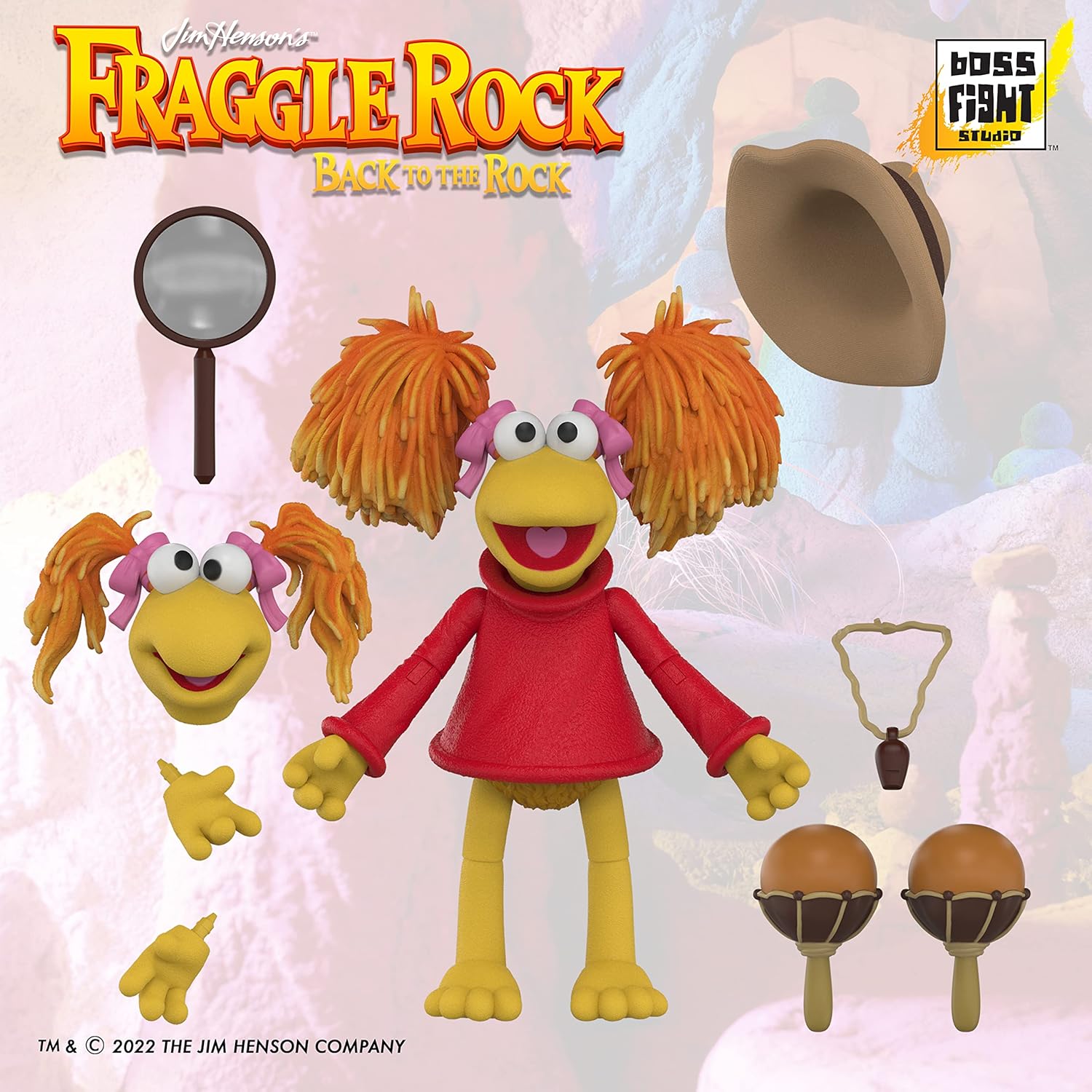 Boss Fight Studio Red, Fraggle Rock Collectible Action Figure – Highly Articulated Figurine - Accessories Including Hat, Magnifying Glass, Whistle, Maracas, Interchangeable Hands & Expression – 1:12