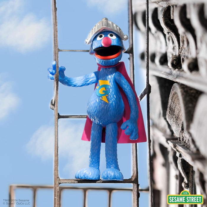 SUPER7 Sesame Street Super Grover - 3.75" Sesame Street Action Figure with Accessories Collectibles and Retro Toys