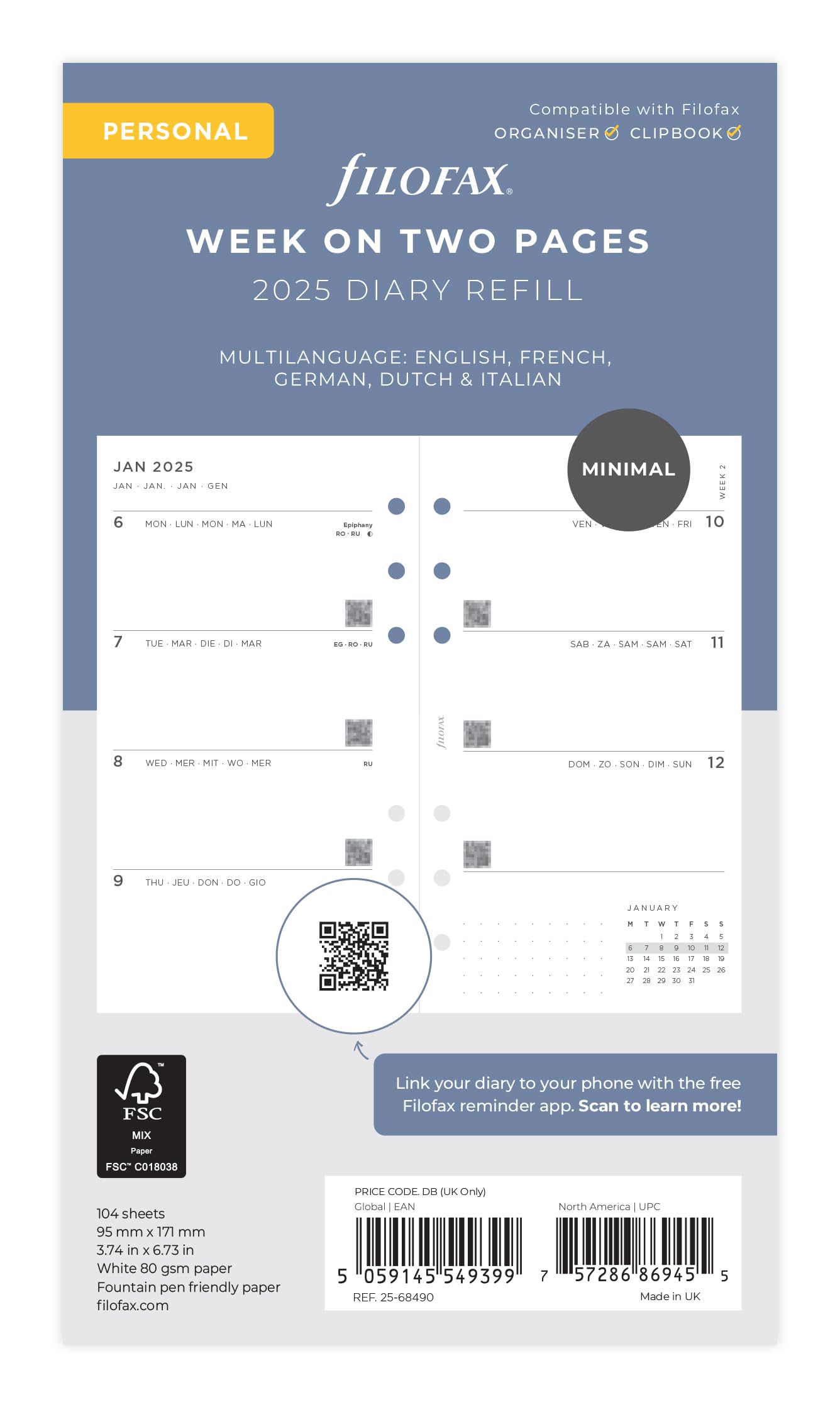 Personal Minimal week on two pages 2025