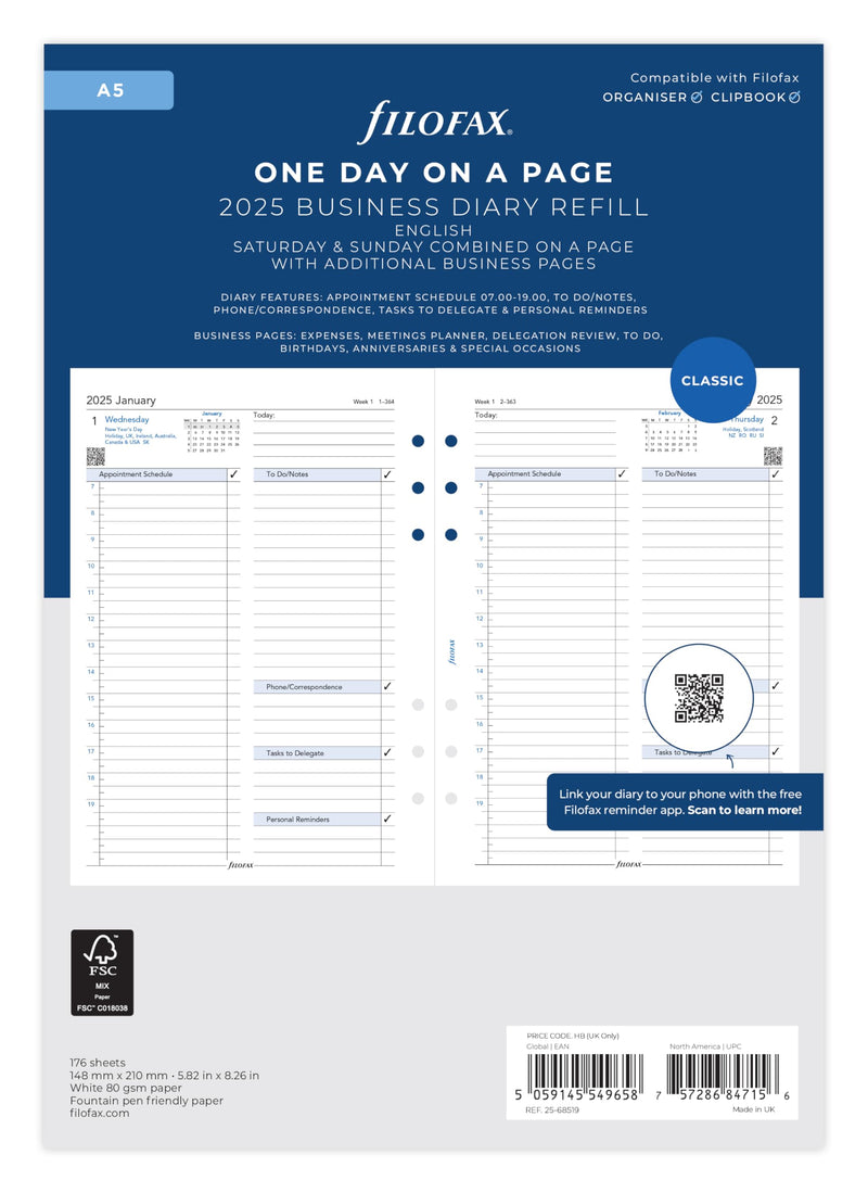 A5 Day per page 5 language appointments 2025