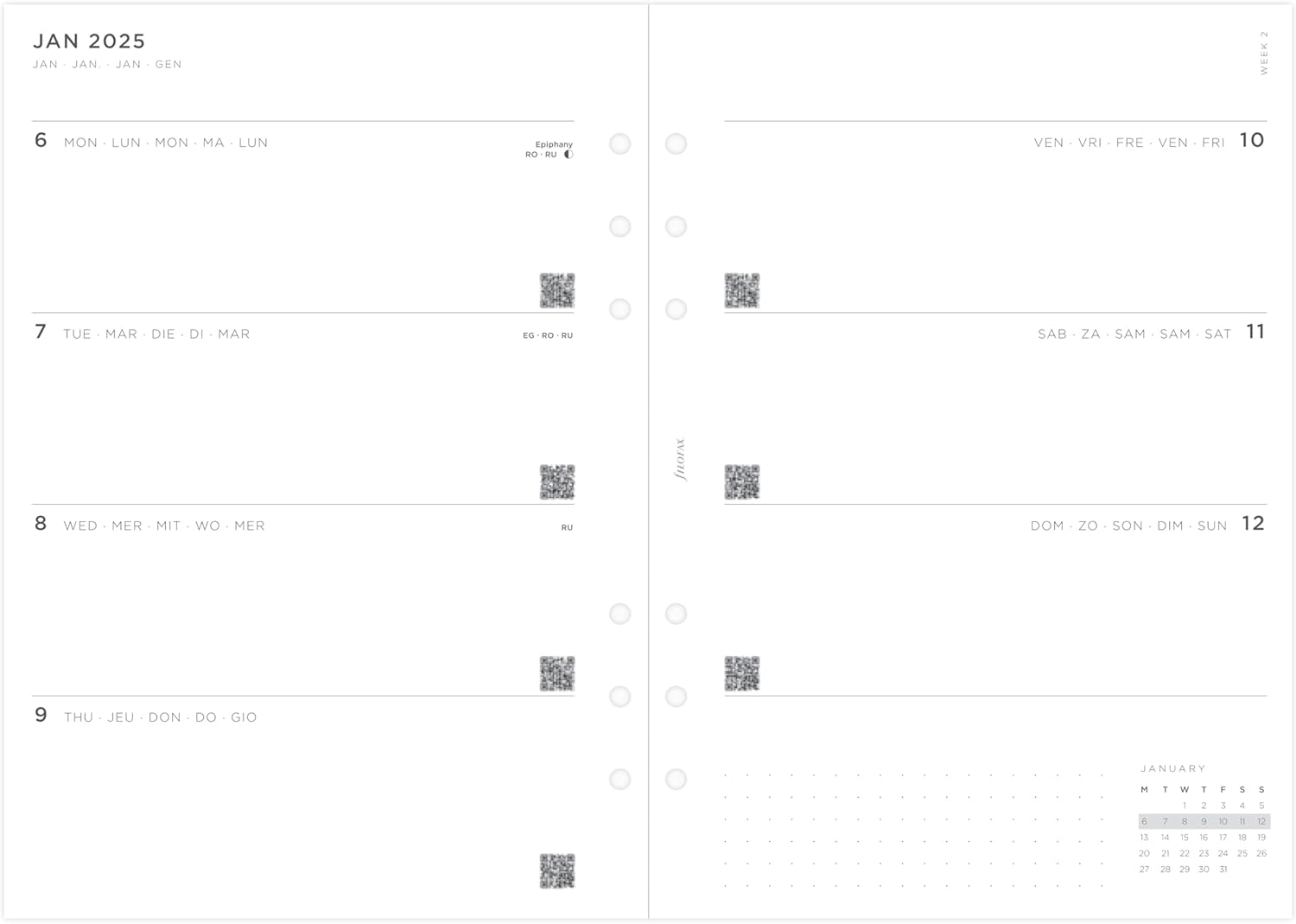 A5 Minimal week on two pages 2025