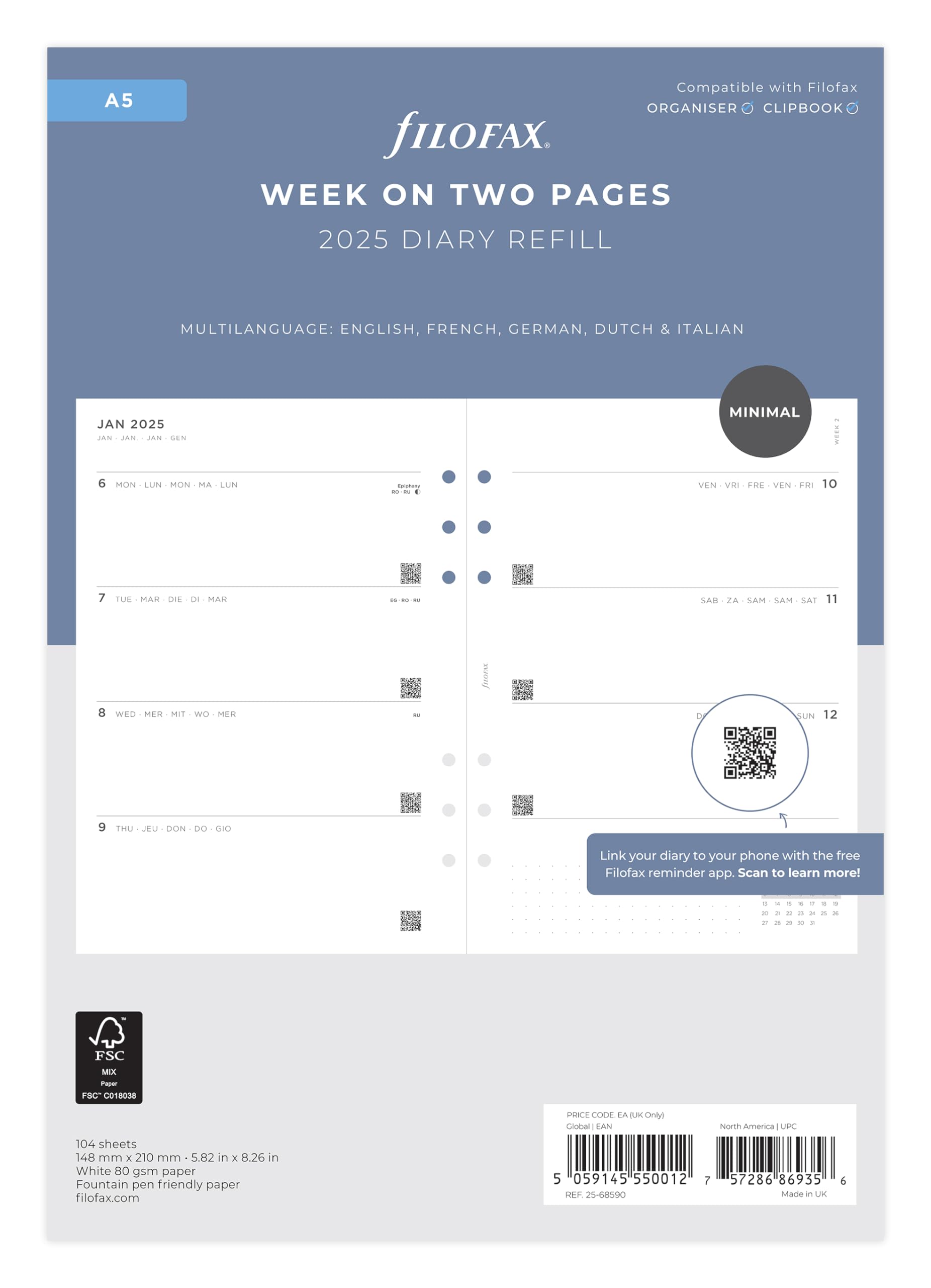 A5 Minimal week on two pages 2025