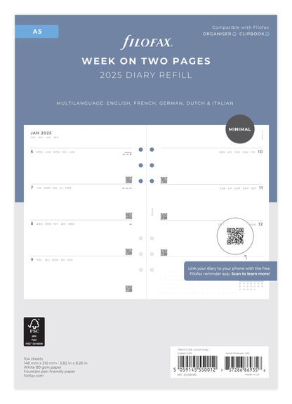 A5 Minimal week on two pages 2025