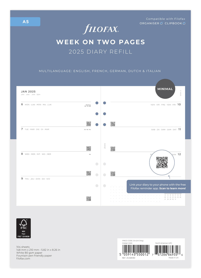 A5 Minimal week on two pages 2025